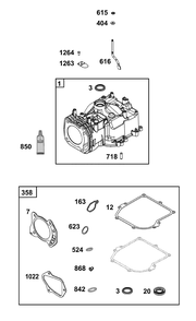 Cylinder Group Diagram and Parts List for 104M02-0015-H5 100000 - 19Z999 Briggs and Stratton Engine